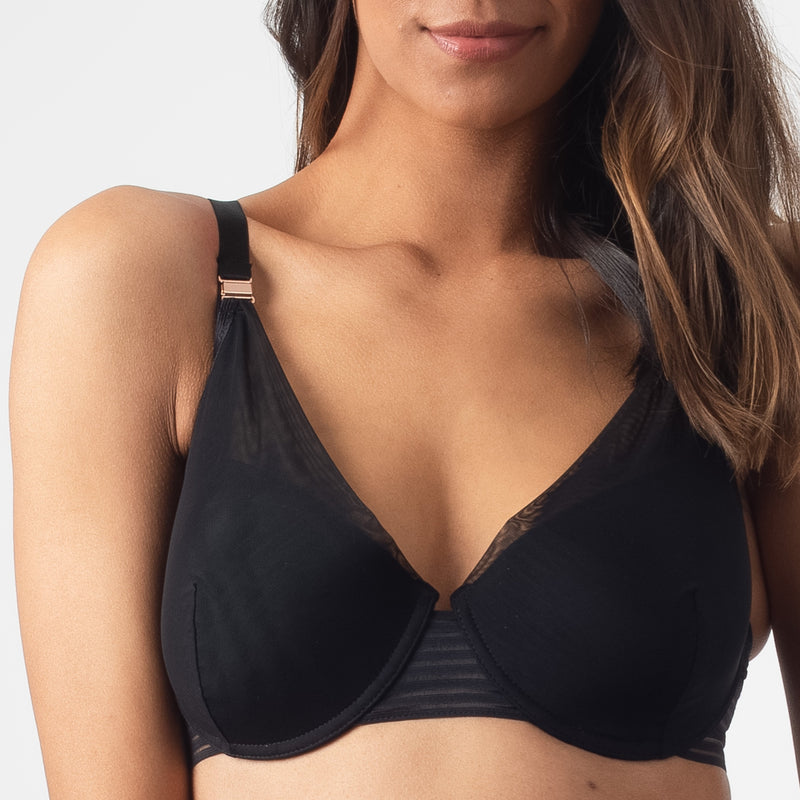 AMBITION PLUNGE BLACK CONTOUR NURSING Breastfeeding pregnancy BRA - FLEXI UNDERWIRE with ambition high waisted bikini