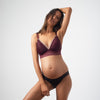 PROJECTME HOTMILK AMBITION TRIANGLE PLUM CONTOUR PREGNANCY NURSING BREASTFEEDING BRA - WIREFREE WITH AMBITION BRAZILIAN BIKINI BRIEF IN BLACK