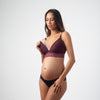 PROJECTME HOTMILK AMBITION TRIANGLE PLUM CONTOUR PREGNANCY NURSING BREASTFEEDING BRA - WIREFREE WITH AMBITION BRAZILIAN BIKINI BRIEF IN BLACK